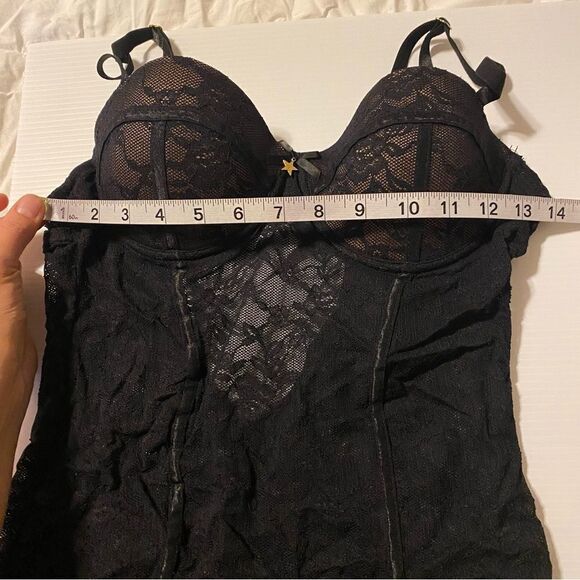 Fame Fredericks of Hollywood sexy black Lace Bustier lingerie slip dress M - Picture 4 of 7
